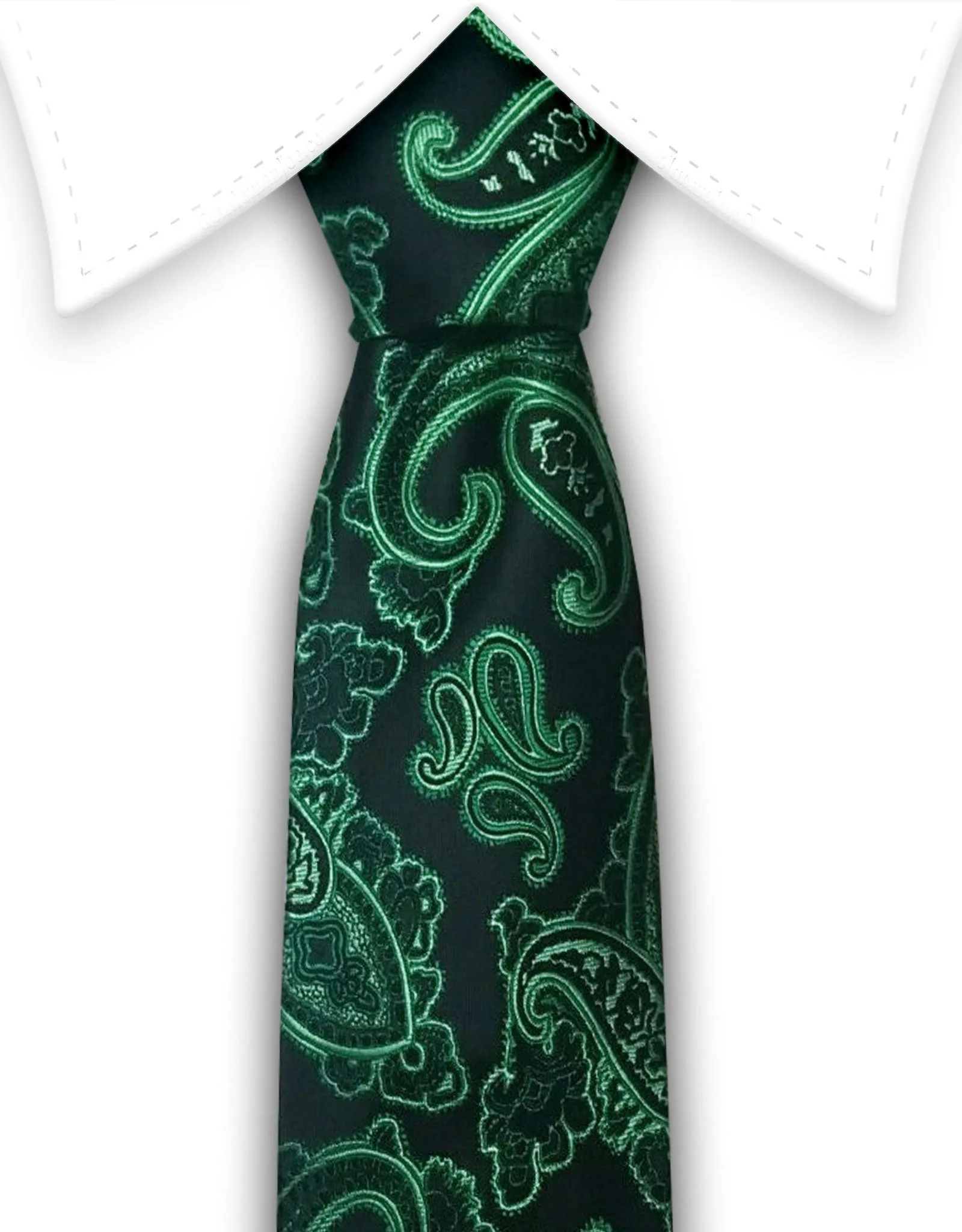 Black and Green Paisley Silk Tie