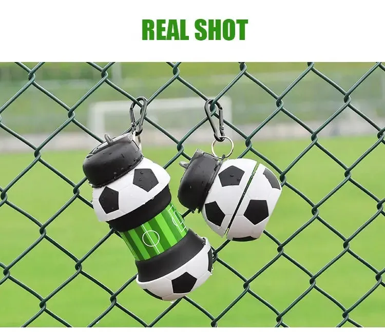 Collapsible Kid's Water Bottle with Basketball Design – Leak-Proof, BPA-Free, Food Grade Silicone