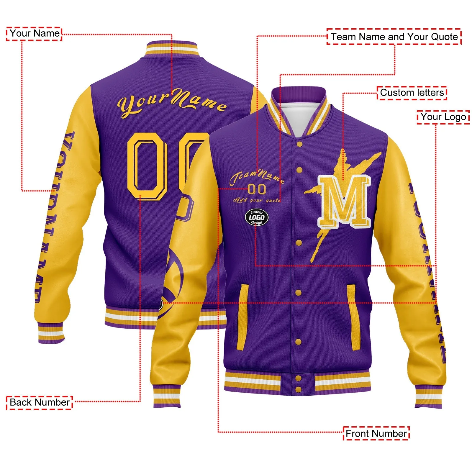 Custom Purple Yellow Minnesota Jacket and Sports Shoes Combo Offer Personalized Combo ZH-D020294-17