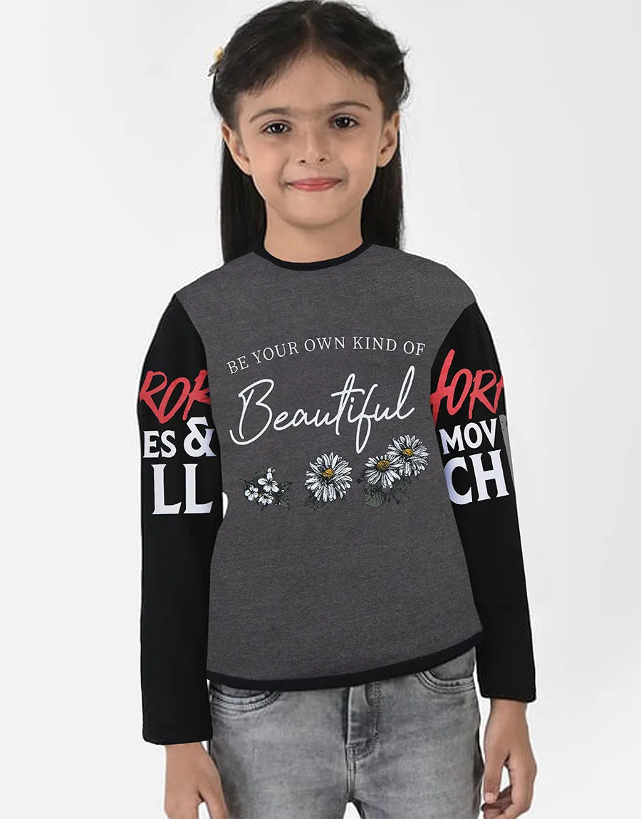 Kid's Printed Sweat Shirt Charcoal