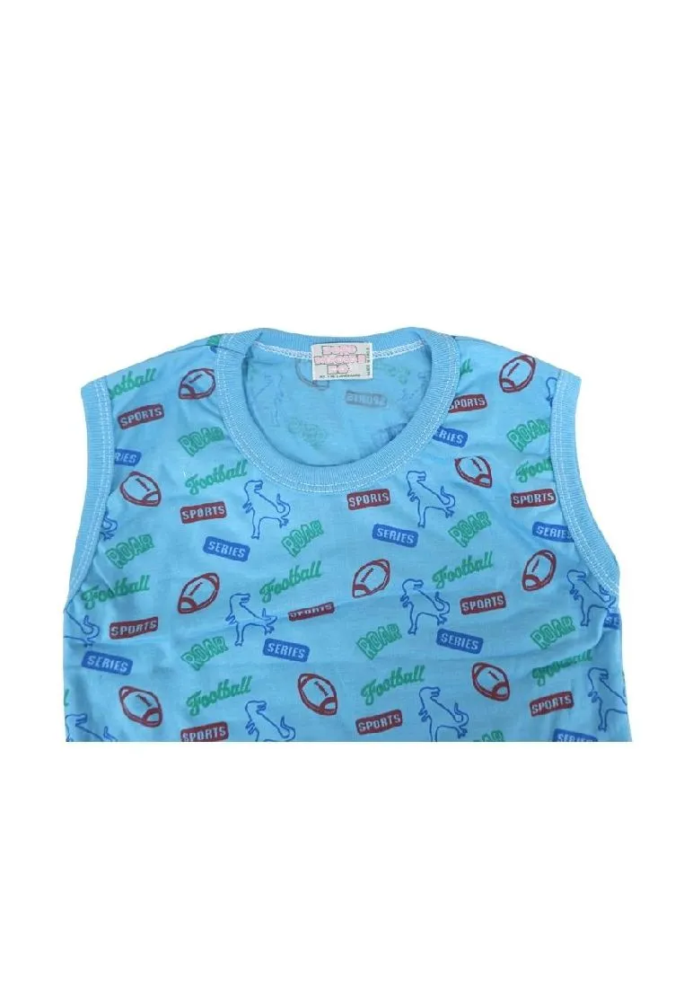 Landmark 2 in 1 Muscle Shirt Dino,Sun And Football,Sports - Light Gray/Dark Blue