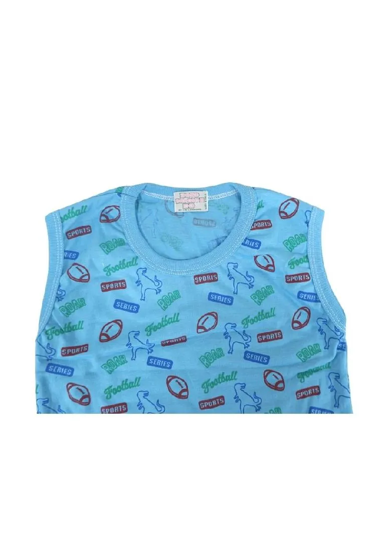 Landmark 2 in 1 Muscle Shirt Dino,Sun And Football,Sports - Light Gray/Dark Blue