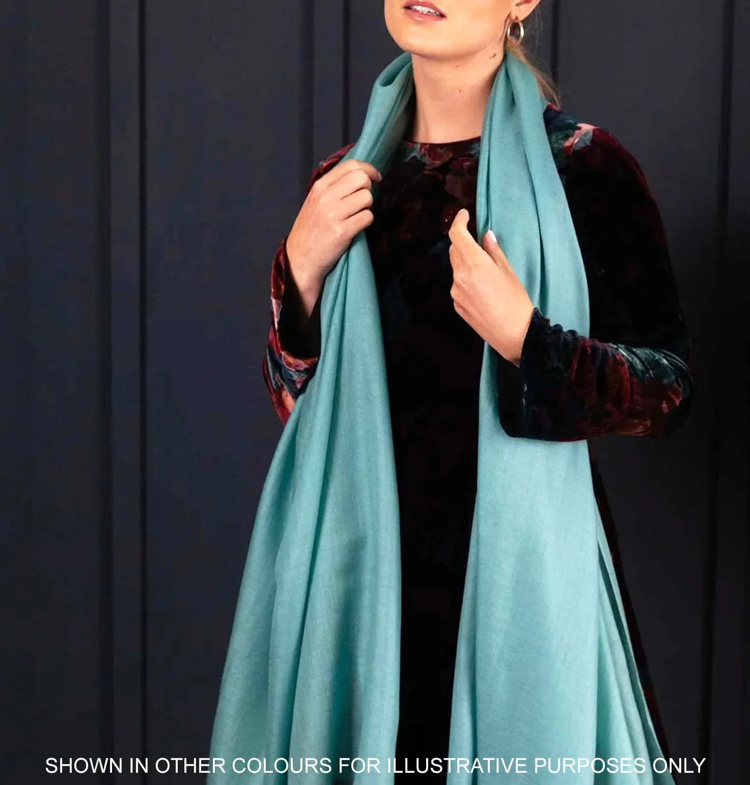 LONG PLAIN TERRACOTTA SATIN SCARF SHAWL WRAP