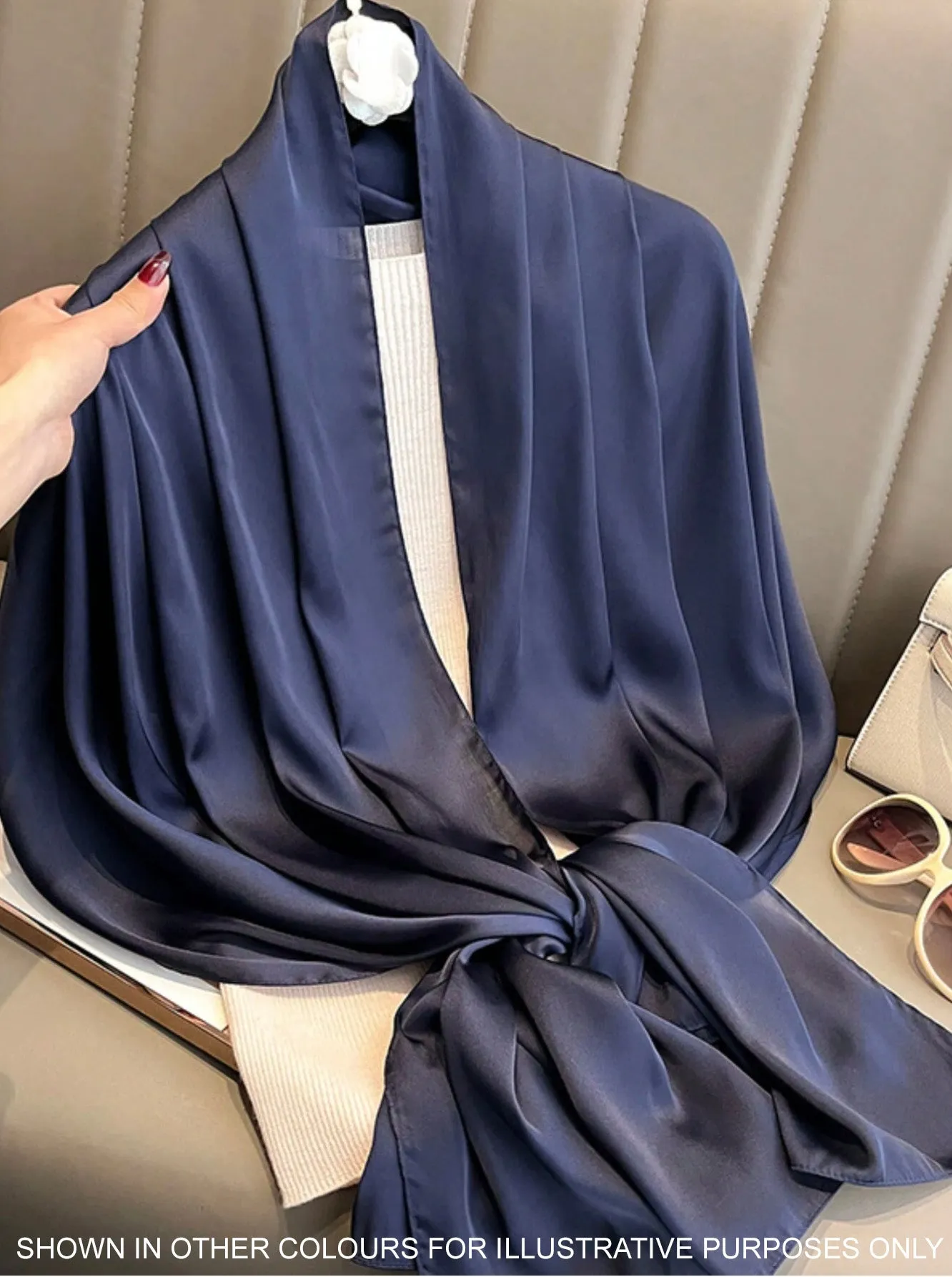 LONG PLAIN TERRACOTTA SATIN SCARF SHAWL WRAP