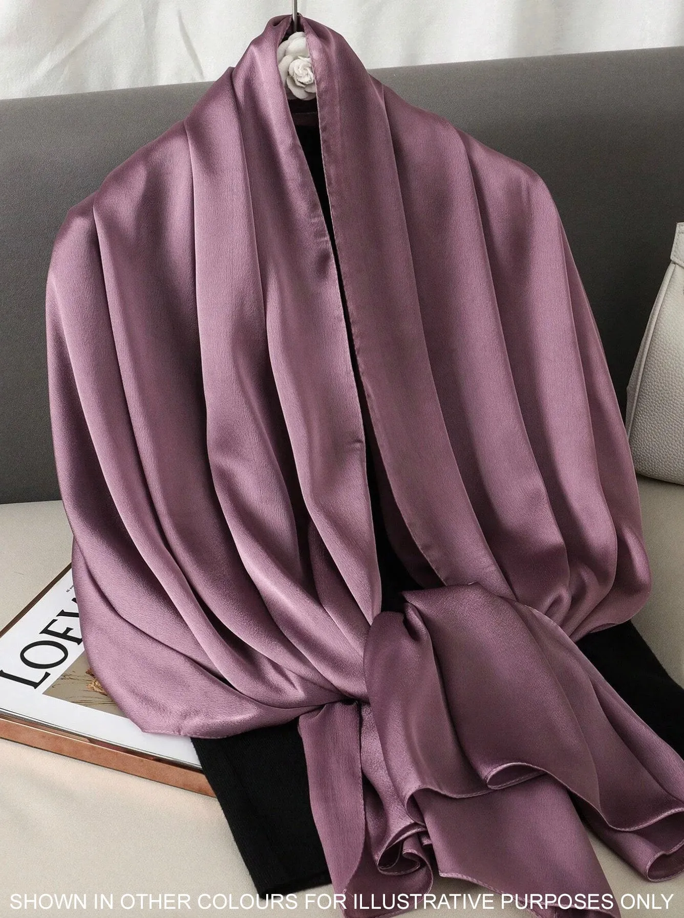 LONG PLAIN TERRACOTTA SATIN SCARF SHAWL WRAP