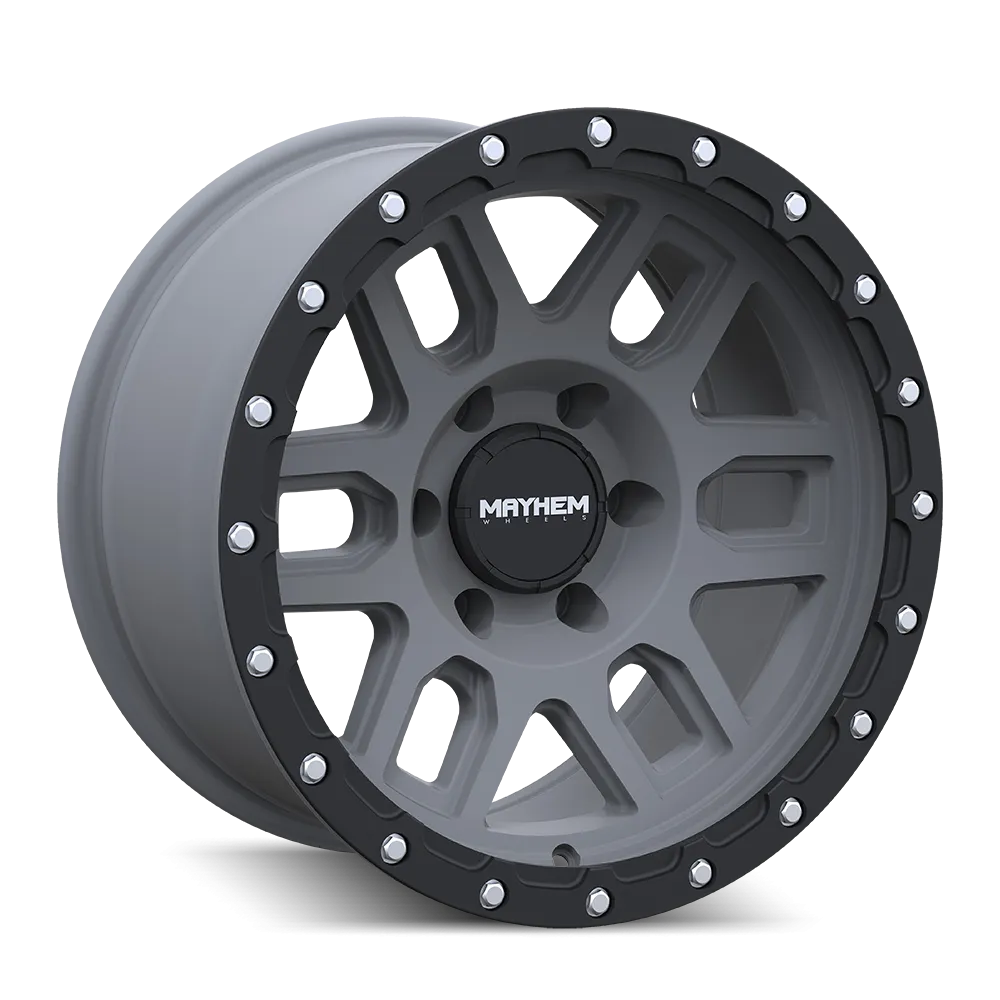 MAYHEM 8304 | MATTE GUNMETAL W/ MATTE BLACK LIP | 6x139.7 | 20x9 | 0mm