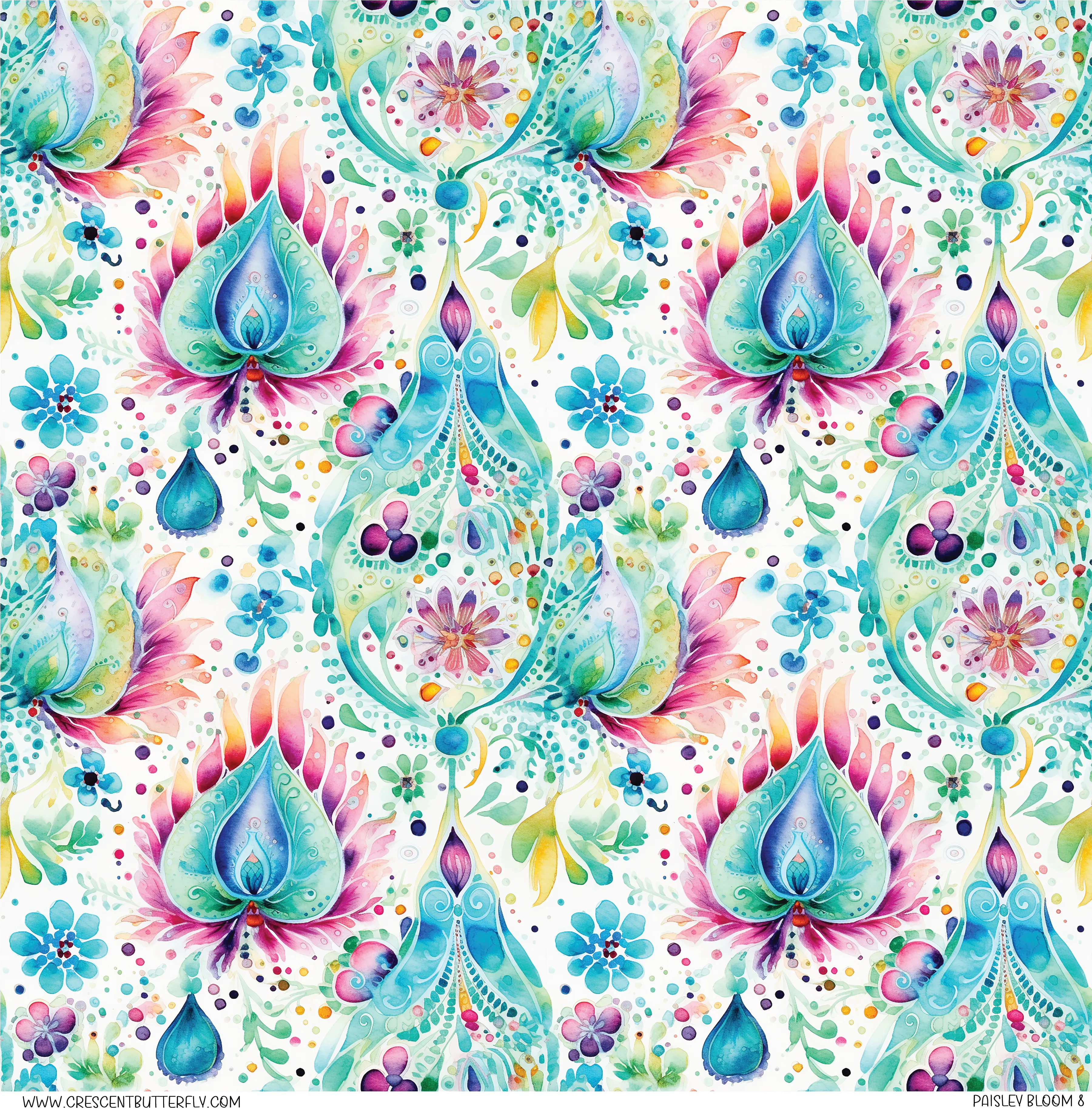 Paisley Bloom 8 Printed Vinyl Sheet/Wrap