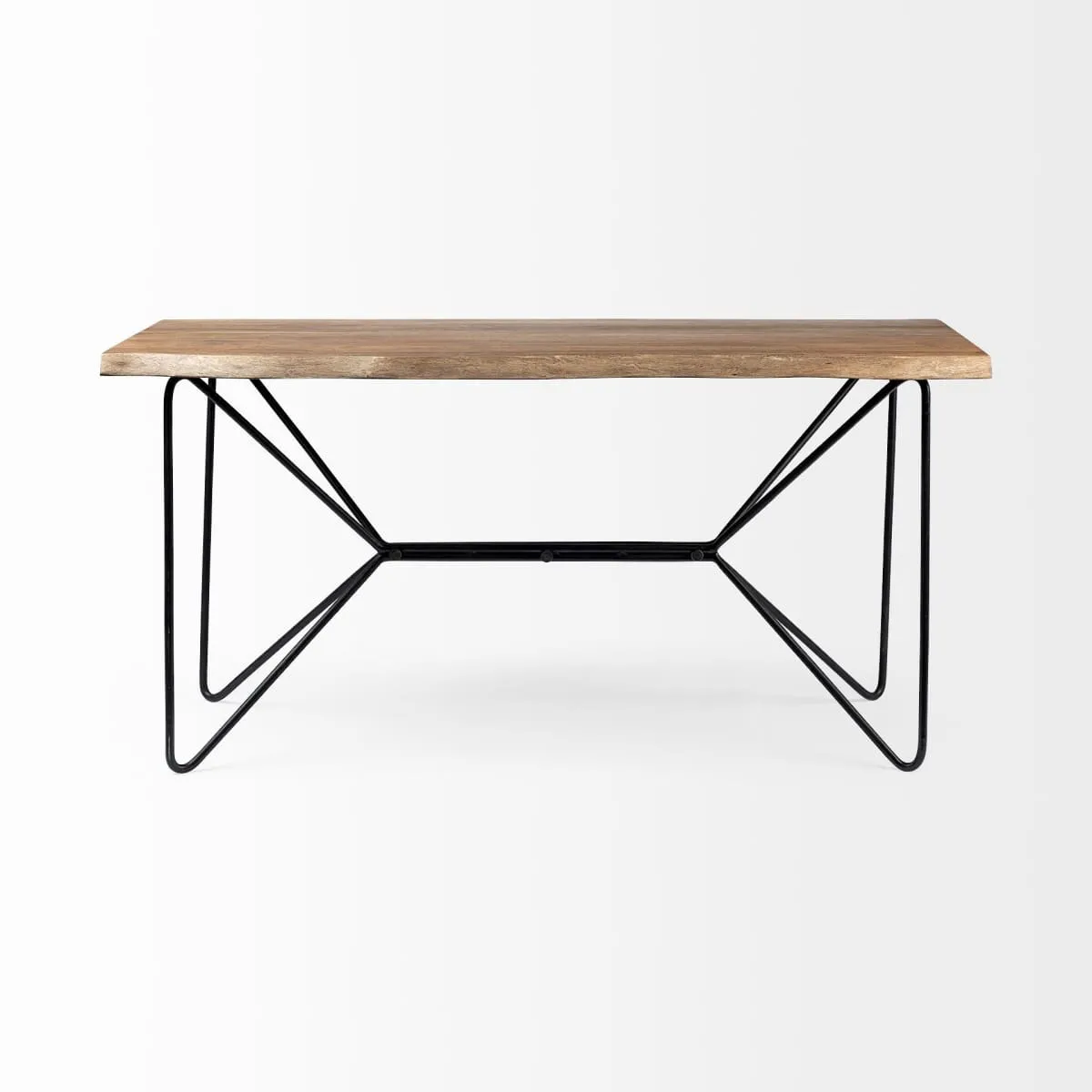 Papillion Office Desk Natural Wood | Black Iron
