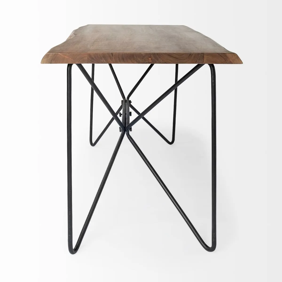 Papillion Office Desk Natural Wood | Black Iron