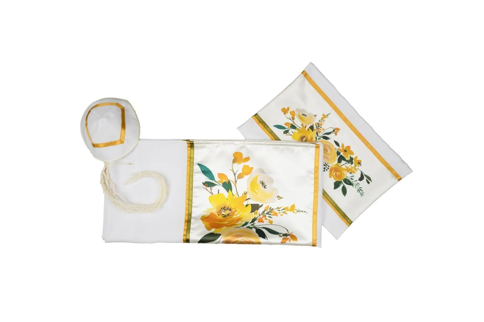 Watercolor Yellow Flowers Bouquet Tallit for Women, Bat Mitzvah Tallit, Girls Tallit, Womens Tallit from Israel