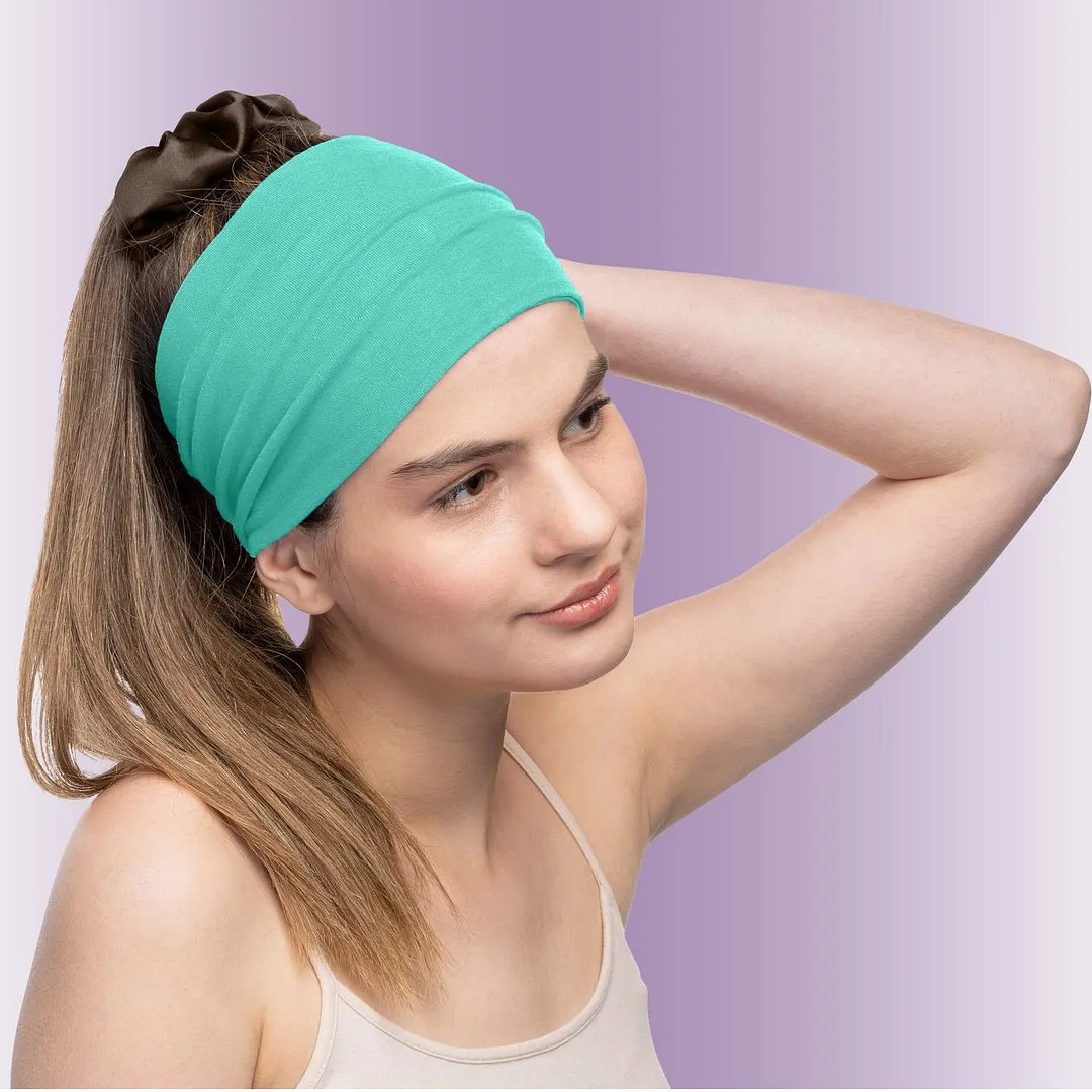 Women's Headbands Cotton Jersey 5" Wide Yoga Fitness Fashion Made in the USA Seafoam