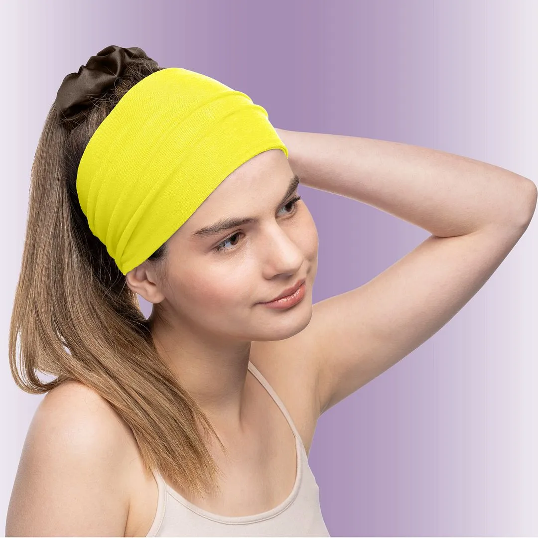 Women's Headbands Cotton Jersey 5" Wide Yoga Fitness Fashion Made in the USA Yellow