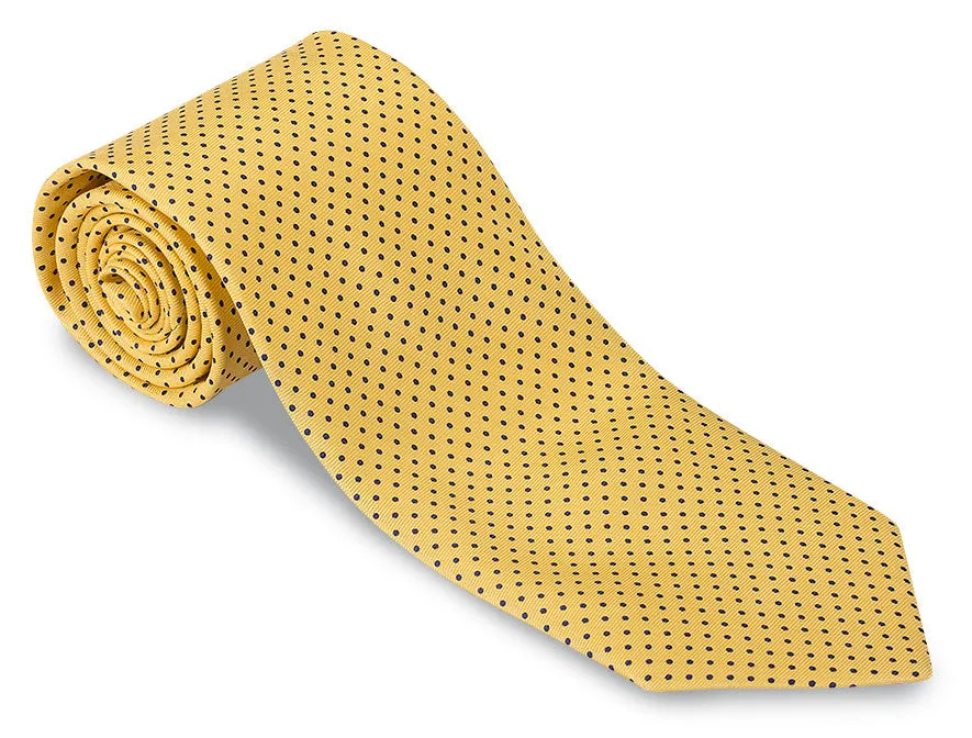 Yellow/ Navy Halstead Polka Dot Necktie - F3679
